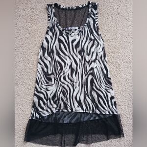 Jennifer Lopez Womens Zebra Animal Print Top Size XS